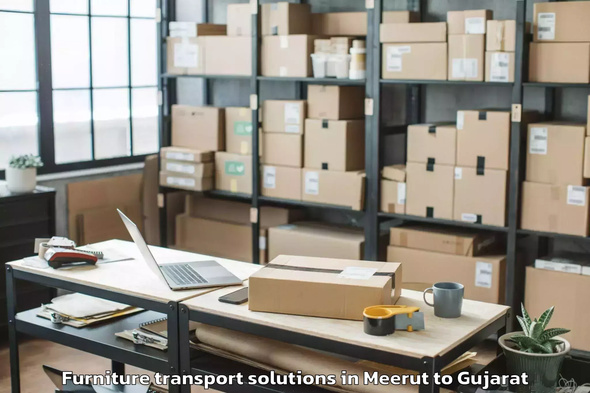 Top Meerut to Zer Furniture Transport Solutions Available